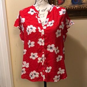 ❤️ J. Crew v-neck button down lightweight short flutter sleeves floral top